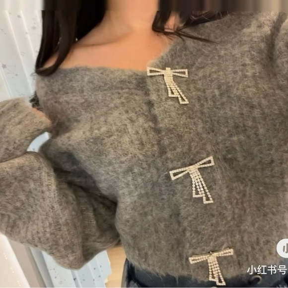 Lily Brown Crystal ribbon bling bling cardigan - Picture 1 of 7